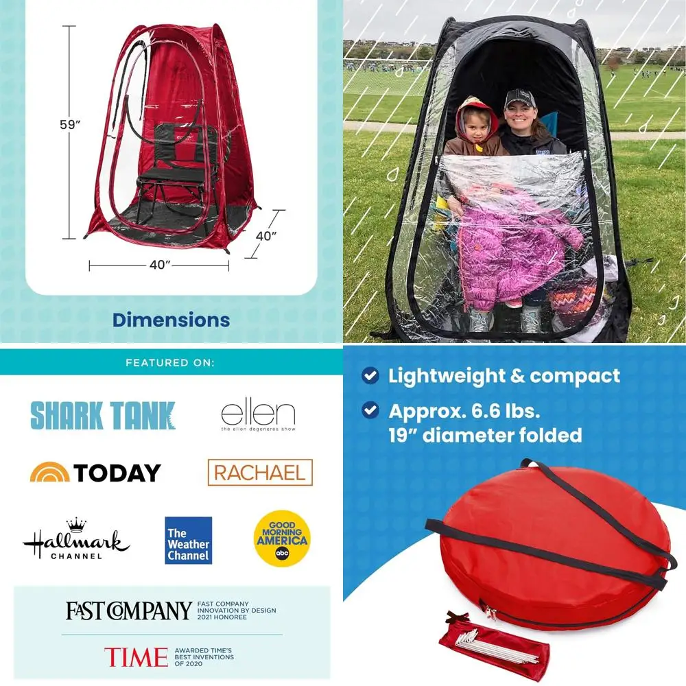 

Compact WeatherPod™ Shelter - Stay Dry, Warm, and Shaded - Ideal for Outdoor Sports and Sideline Use - Quick Setup and Foldable