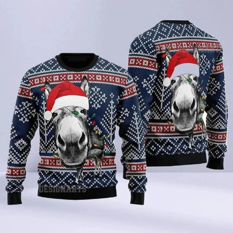 

New Fashion Trend Animals Kawaii Cat Dinosaur Ugly Sweater Merry Christmas Xmas Gift Sweaters 2026 Christmas Sweatshirts Tops