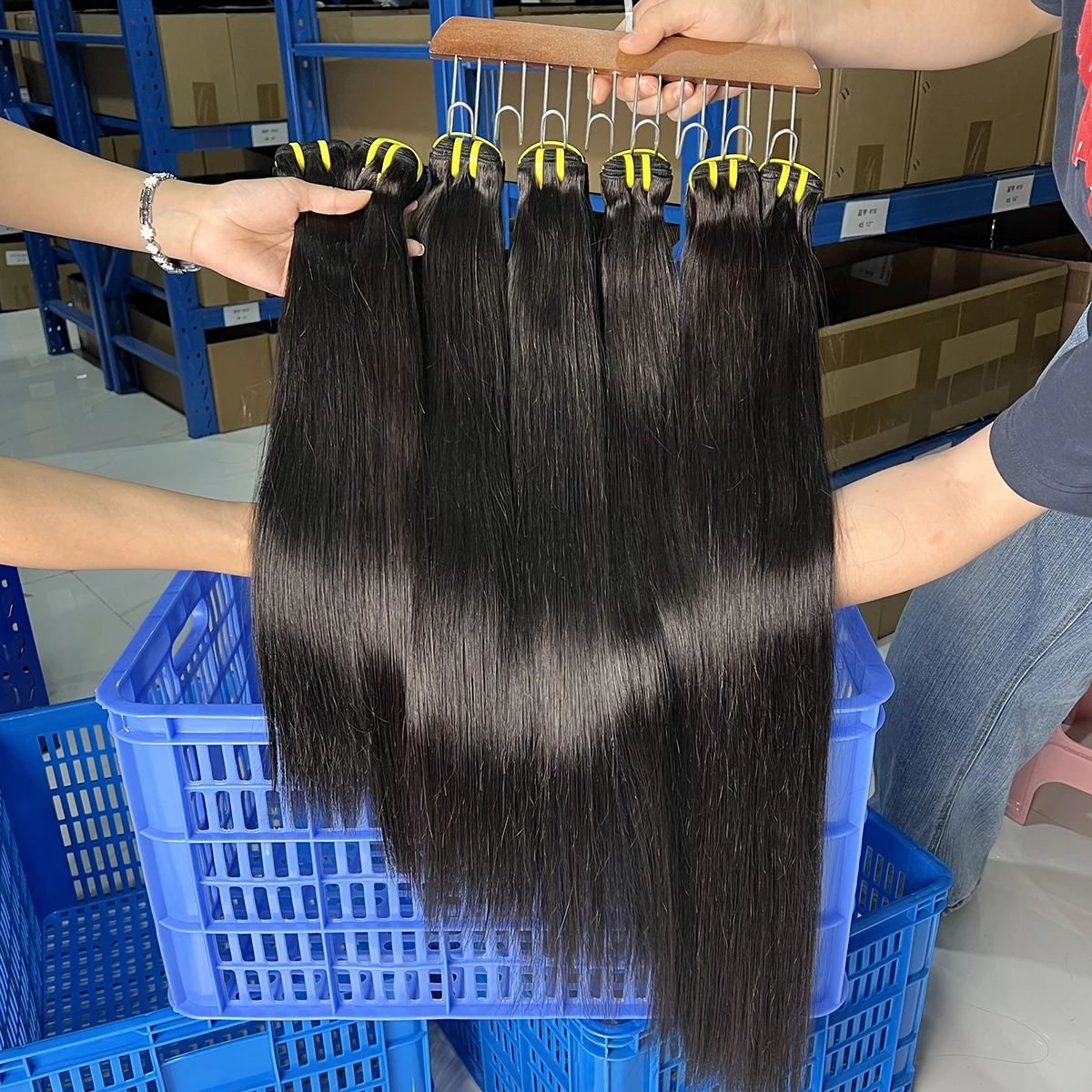 16A Vietnamesische, glatte, unbehandelte Echthaar-Bündel, 100 % unbehandeltes Echthaar, Haarverlängerungen, 30–36 Zoll, 1/3/4 Stück, für Damen. – Detail 6