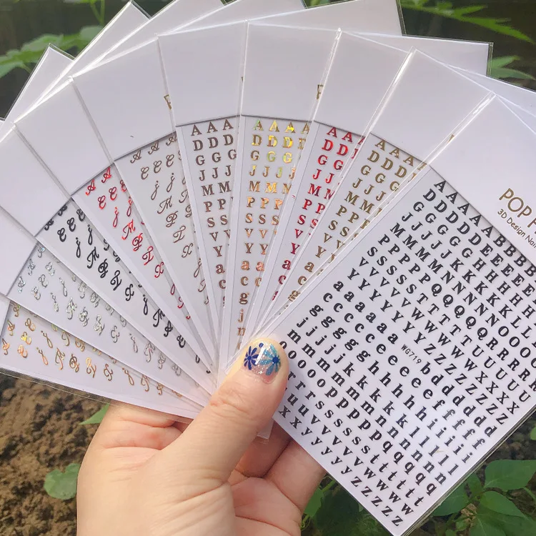 JOEEE English Alphabet Antique Multicolor  Nail Stickers Nail Decoration Accesoires