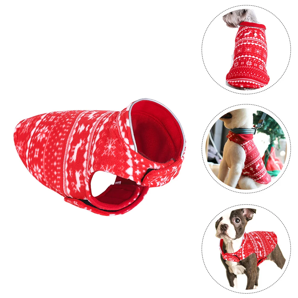 

1Pcs Christmas Print Dog Coat Premium Polar Fleece Comfortable Holiday Pet Apparel Stylish Puppy Christmas Costume