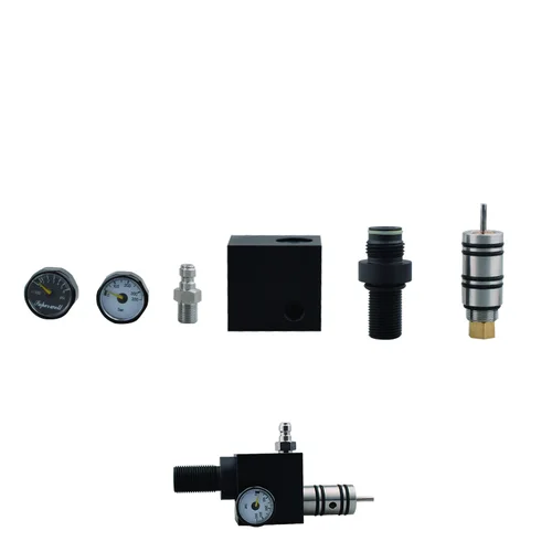 Imagen 1 del producto Válvula de suministro HPA Scuba Z, accesorios de conector de tanque de aire de acoplamiento rápido de acero inoxidable de aluminio negro para estación de buceo de acuario