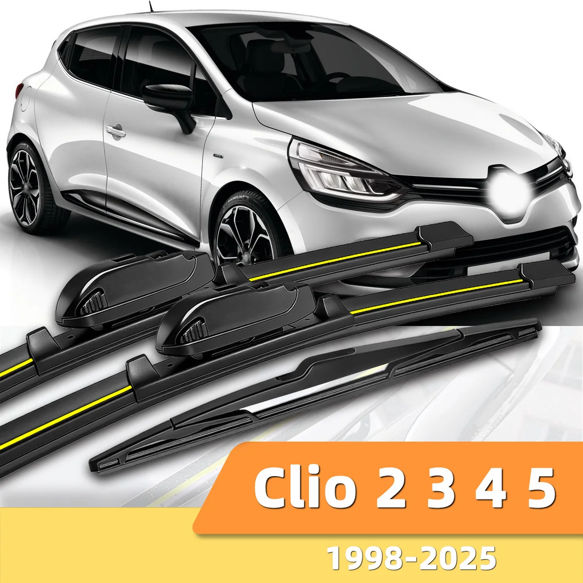 3-teiliges Set Front- und Heckscheibenwischer Passend für Dacia / Renault Clio 2 3 4 5 1998-2025 Auto-Windschutzscheiben-Zubehör