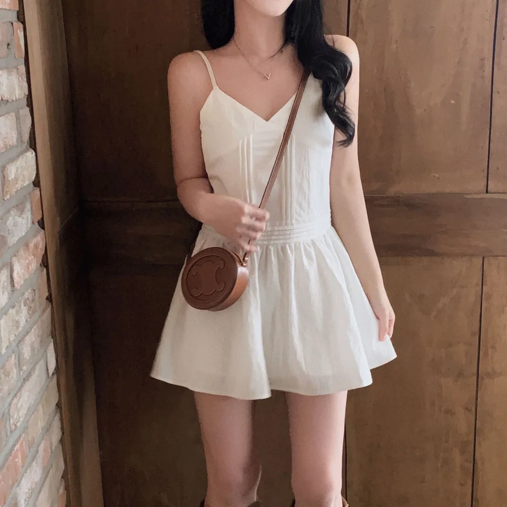 

Элегантное женское платье с V-образным вырезом и бретелями, новинка весеннего сезона, праздничный стиль, с завышенной талией, приталенное, А-силуэт, корейский стиль, повседневное платье-сарафан