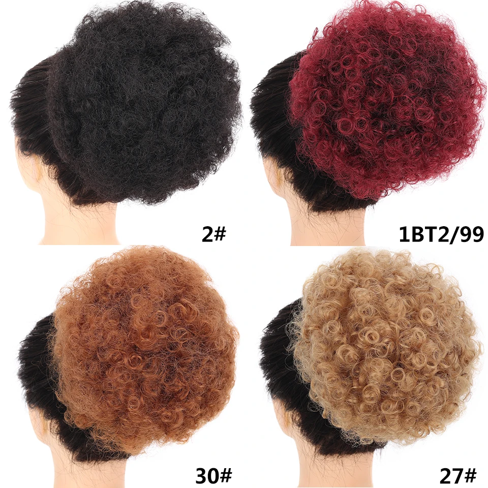 SHANGKE moño de pelo sintético, accesorios para el cabello rizado, cordón, extensión de cabello Afro, pinzas para el cabello de cola de caballo