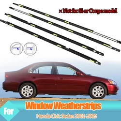 4PCS Car Outer Door Windows Rubber Weatherstrip For Honda Civic 01-05 Waterproof Pressure Strip Sealing Strip Car Accessories