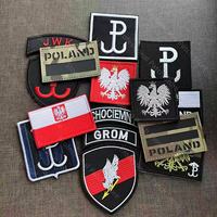 Poland Flag Embroidery Patches Polish Eagle Army Reflective Task Tactical Emblem Appliqued Badge TF-9 GROM Military Morale Badge