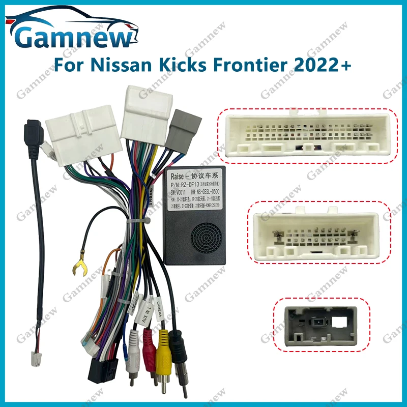Car 16pin Wiring Harness Adapter Canbus Box Decoder Radio Power Cable For Nissan Kicks Frontier 2022+