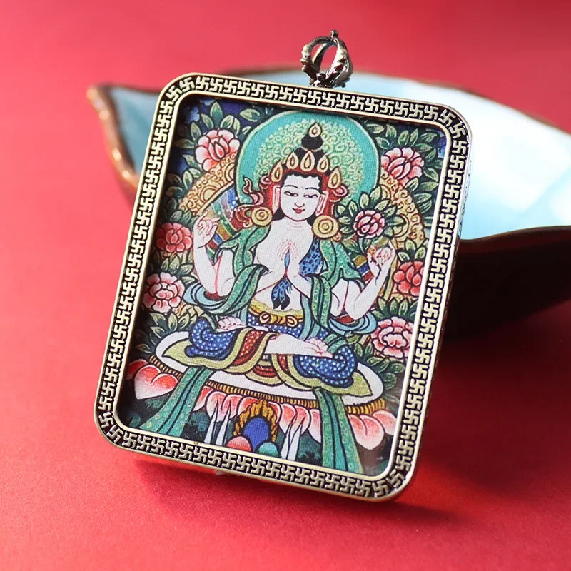 Tibetan Style Tangka Gawu Box Eight Guardian Gods Daheitian Pendant Tourist Scenic Area Commemorative Square Tangka Pendant Gift