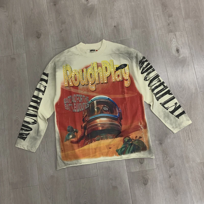 Fashion Trend Men's Women's Hip Hop Rough Play Long Sleeved Letter Print High-quality T-shirt Stock