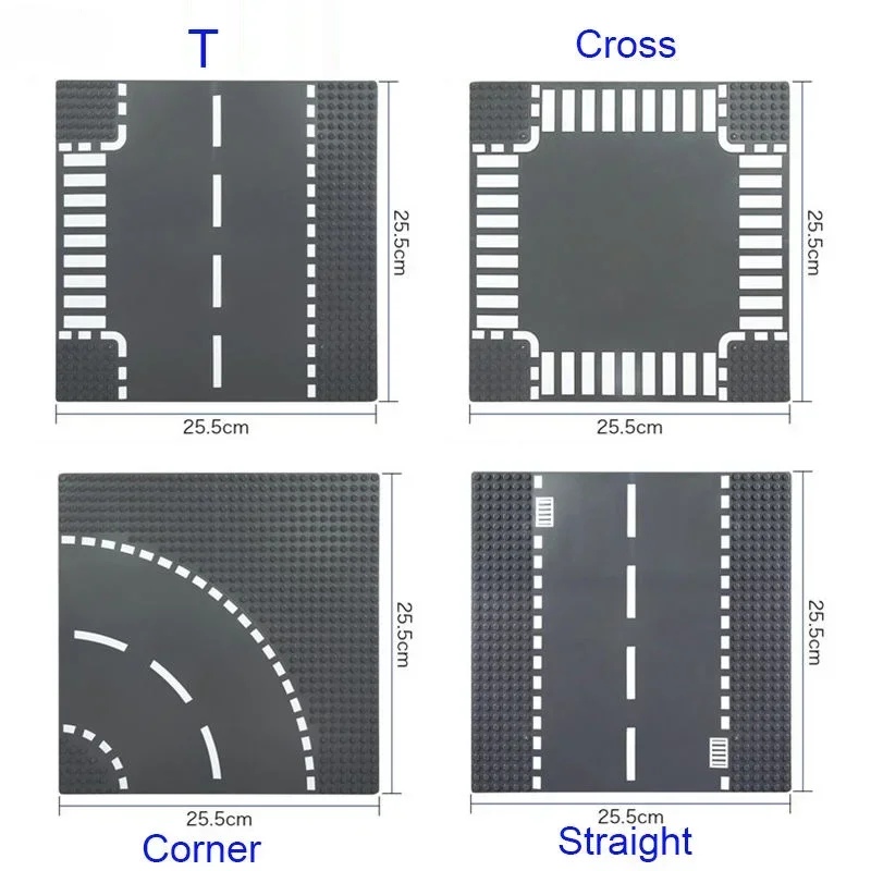 32*32 Dots Building Blocks Base Plate Classic City Street Straight Curved River Baseplates DIY Assembly Board Bricks Toy Gift
