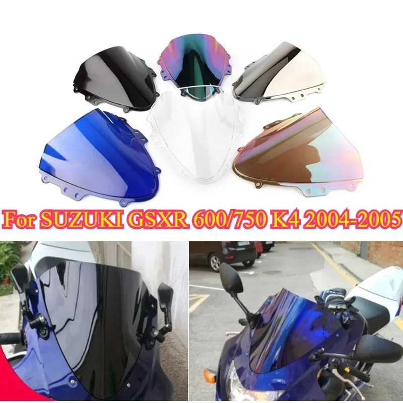 

Motorcycle Double Bubble Windshield Deflector Protector Wind Screen For Suzuki GSXR600 GSX-R750 GSXR GSX-R 600 750 K4 2004 2005