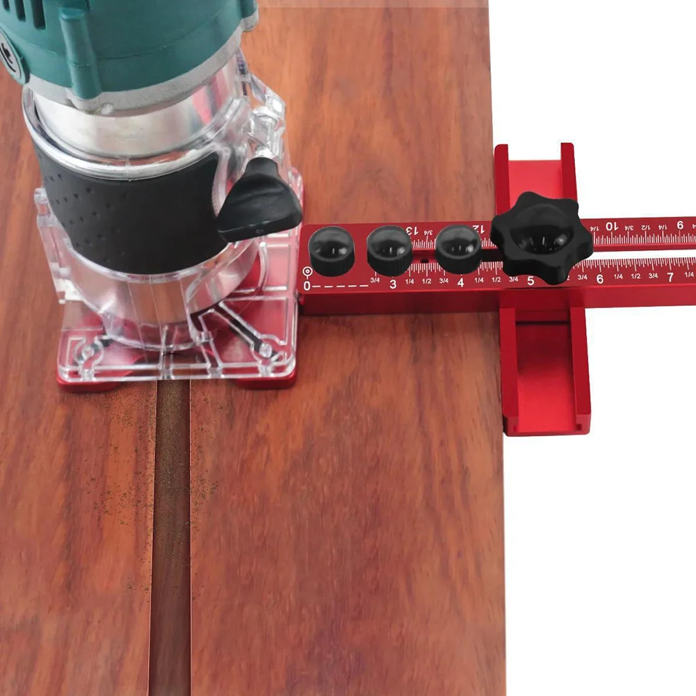 Red Aluminum Alloy Router Milling Groove Bracket Adjustable Circle Cutting Jig For Woodworking Cabinet Drilling Hole Guide Tool