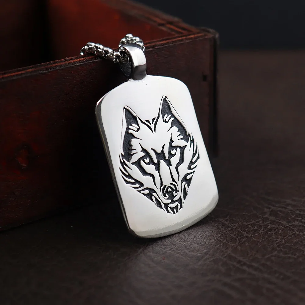 Vintage Viking Nordic Wolf Head Necklace for Men Stainless Steel Punk Animal Pendant Unique Simple Amulet Jewelry Dropshipping