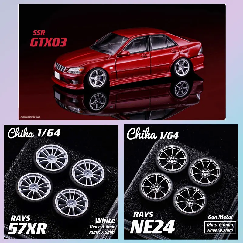 

1/64 Chika Rays 57XR/NE24/GTX03 8.9/9.7mm Rodas 1 64 Borracha Modified Wheel Hub Resin Wheels Suitable for 1:64 Model Cars Gift