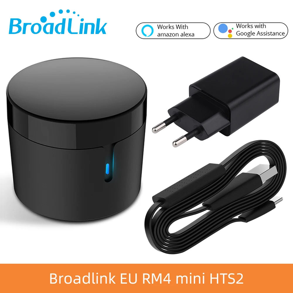 

Универсальный ИК-пульт дистанционного управления BroadLink RM4 Mini с Bluetooth, умный Wi-Fi контроллер, датчик HTS2, работает с Alexa и Google Home
