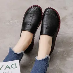 Black Wide Fit Women Shoe Female Loafers Designer Spring Shoes with Genuine Leather Upper 2022 New oxford Sneaker Woman Flats