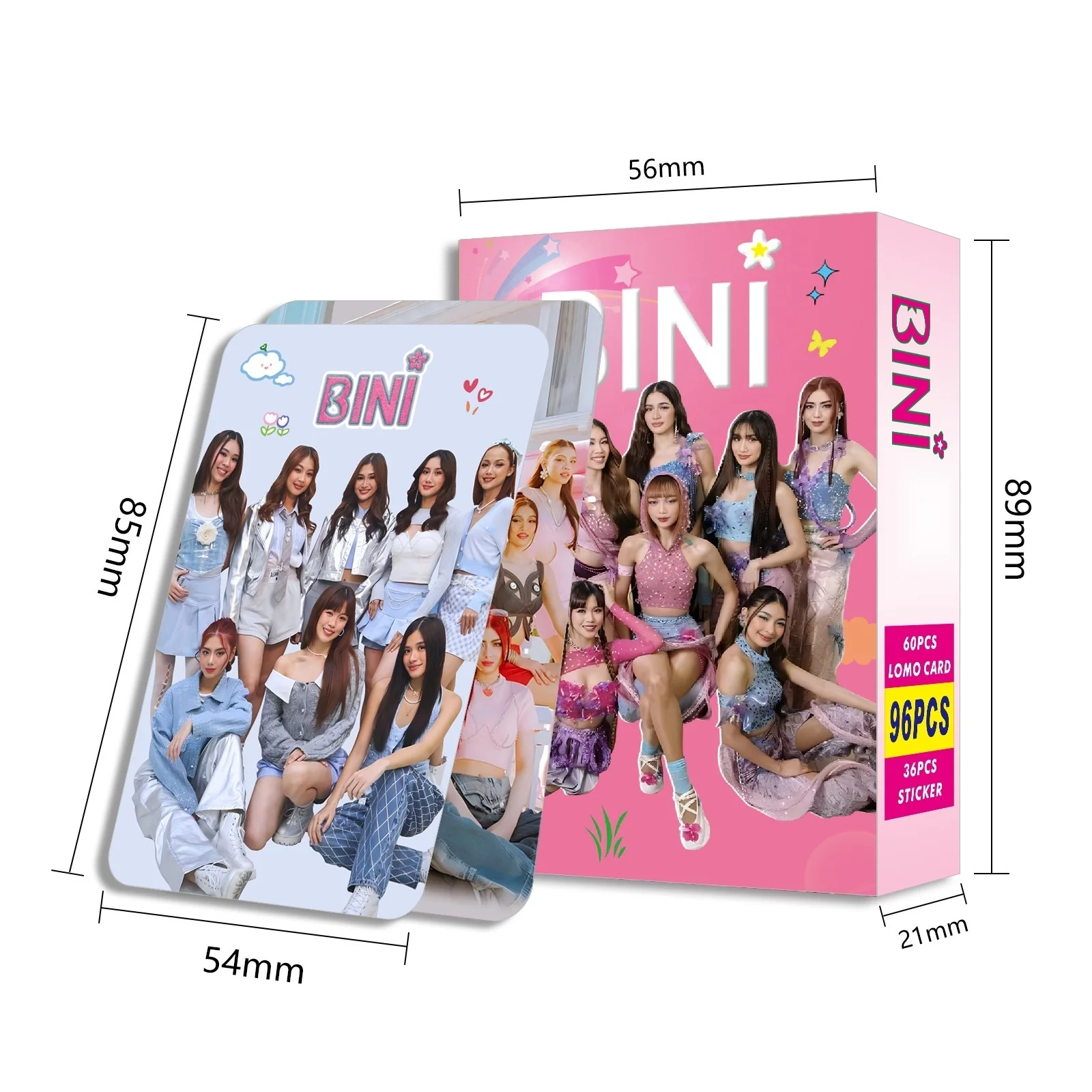 96 Best-Selling Photo Cards Of Filipino Girl Group BINI, Celebrity Support, Double-Sided Color Printing, LOMO Card, Mini Card