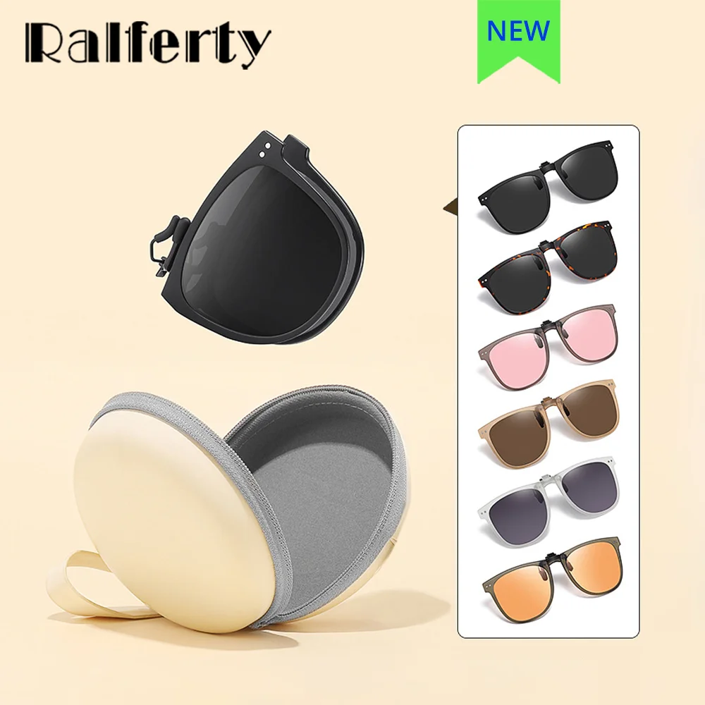 

Ralferty Folding Portable Sunglasses Clips Polarized UV400 Anti UVA UVB Oversized Square Flip Up Sun Glasses