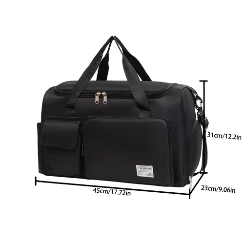 Imagen 2 del producto Bolsa de viaje multifuncional para mujer, bolso Oxford resistente al agua con compartimento para zapatos, cremallera bidireccional para gimnasio/viajes al aire libre