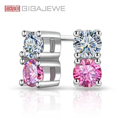 GIGAJEWE Natural Green NovaColor Pink Moissanite Earring S925 Silver 18K Gold Plated Diamond Test Passed Jewelry Woman Wife Gift