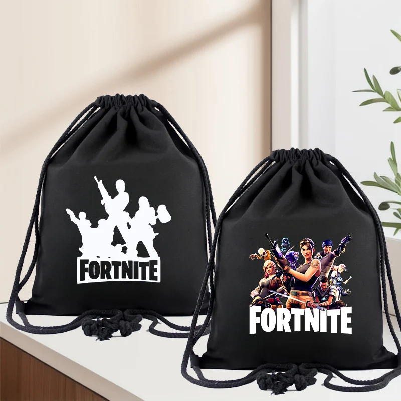 

Fortnited Drawstring Gift Bag Cosmetic Bag Cartoon Anime Portable Storage Organize Bag Fabric Draw Pocket ToiletryBag Gift