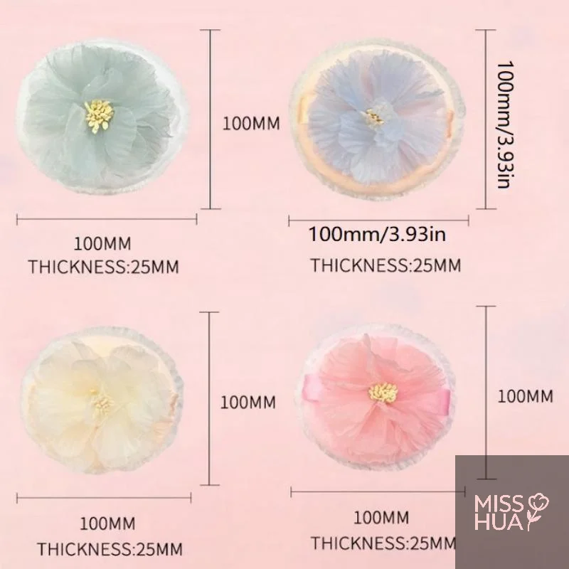 HH 3D ruban fleur double face velours floqué Ultra doux grande bouffée de poudre moelleuse pour le maquillage du corps bouffée ample outil de maquillage sec et humide