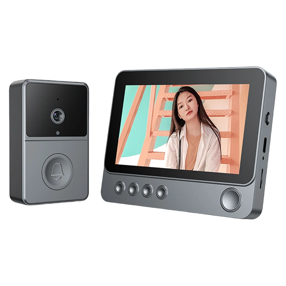 2.4G Video Monitoring Doorbell 4.3 Inch IPS Screen Audio Video Doorbell Camera Two Way Voice Door Bell Intercom System for Villa