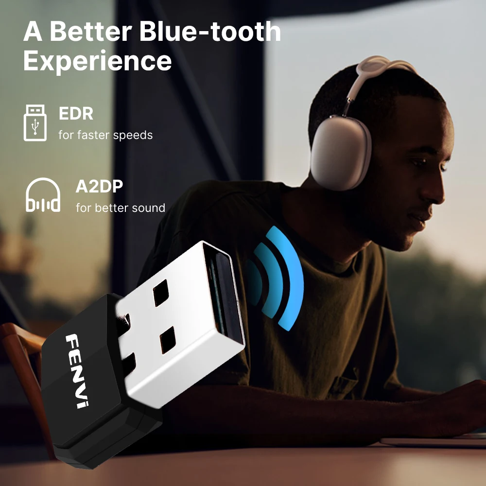 FENVI USB Blue-tooth 5.4 Dongle Adapter Wireless Driver Free For PC Mouse Keyboard Music Audio Card Receiver Transmitter Speaker