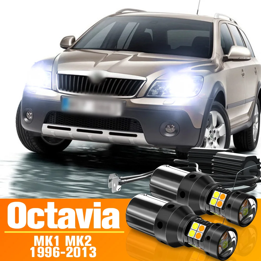 

2pcs Dual Mode LED Turn Signal+Daytime Running Light DRL Accessories For Skoda Octavia 1 2 MK1 MK2 1996-2013 2004 2005 2011 2012