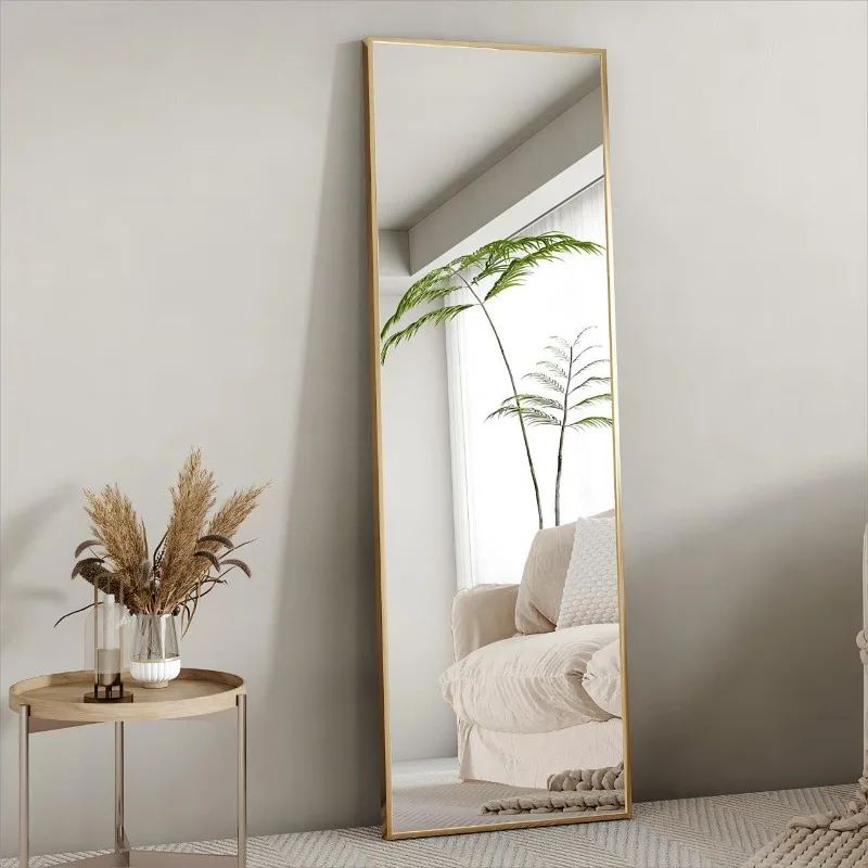 Stand up Mirror Full Length, Tall Mirror with Aluminum Alloy Framed, Tempered Glass Mirror for Bedroom Living Room