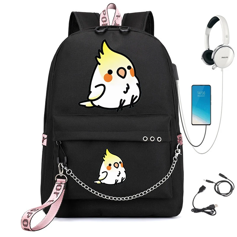 Cute Chick mochila para meninas, mochila para crianças, desenhos animados, impermeável, leve, mochila, mochila USB, criança