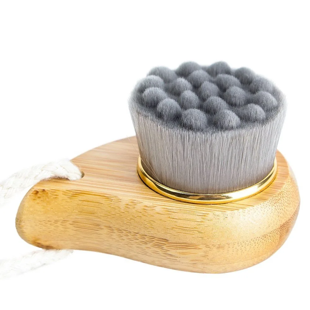 Escova Facial de Fibra de Carvão de Bambu Rosette, Ferramenta de Limpeza Facial Suave, Escova Esfoliante com Cabo de Bambu, G