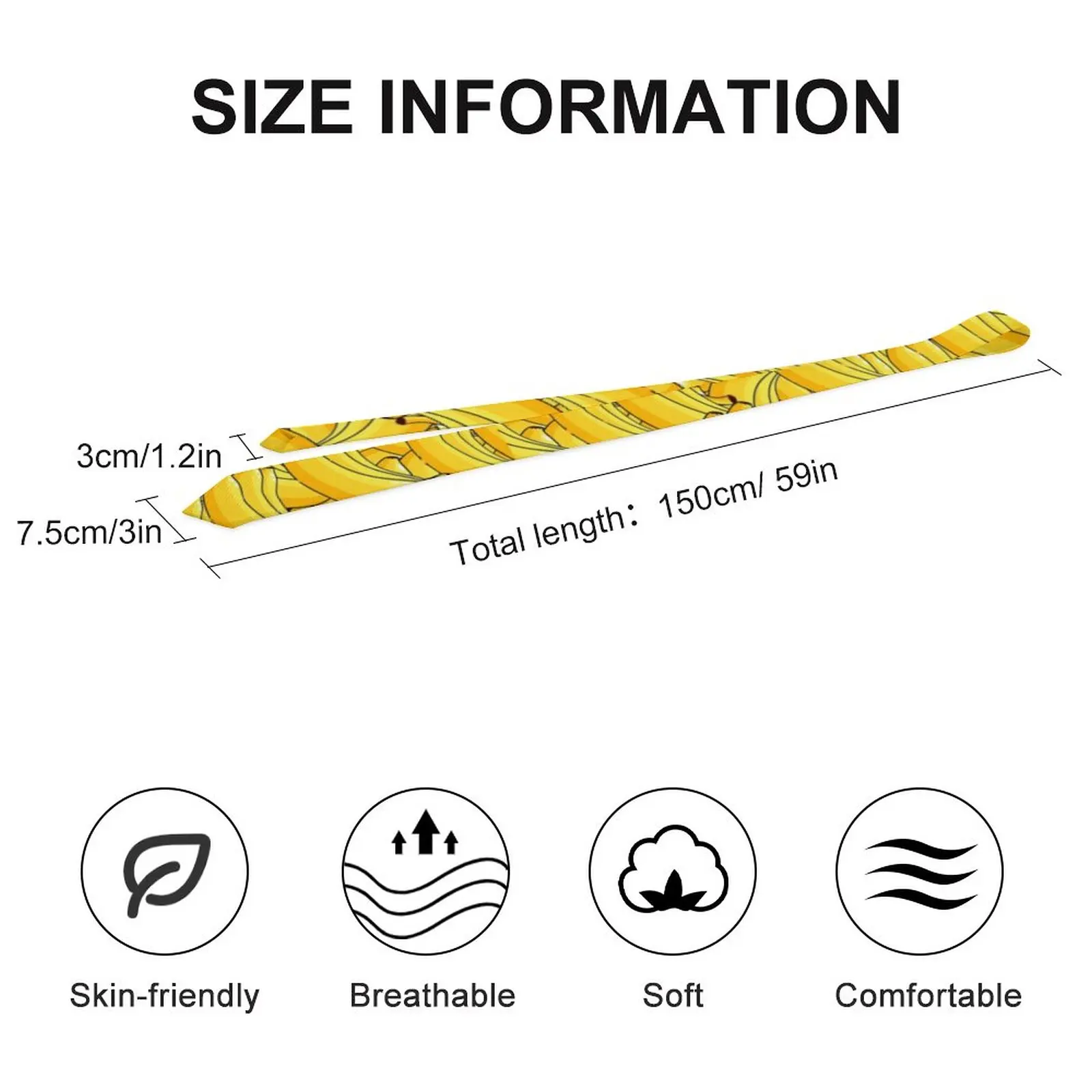 Banana Fresh Tie Yellow Fruit Graphic Neck Ties Cool Fashion Collar Tie For Men Wedding Party Necktie Accessories