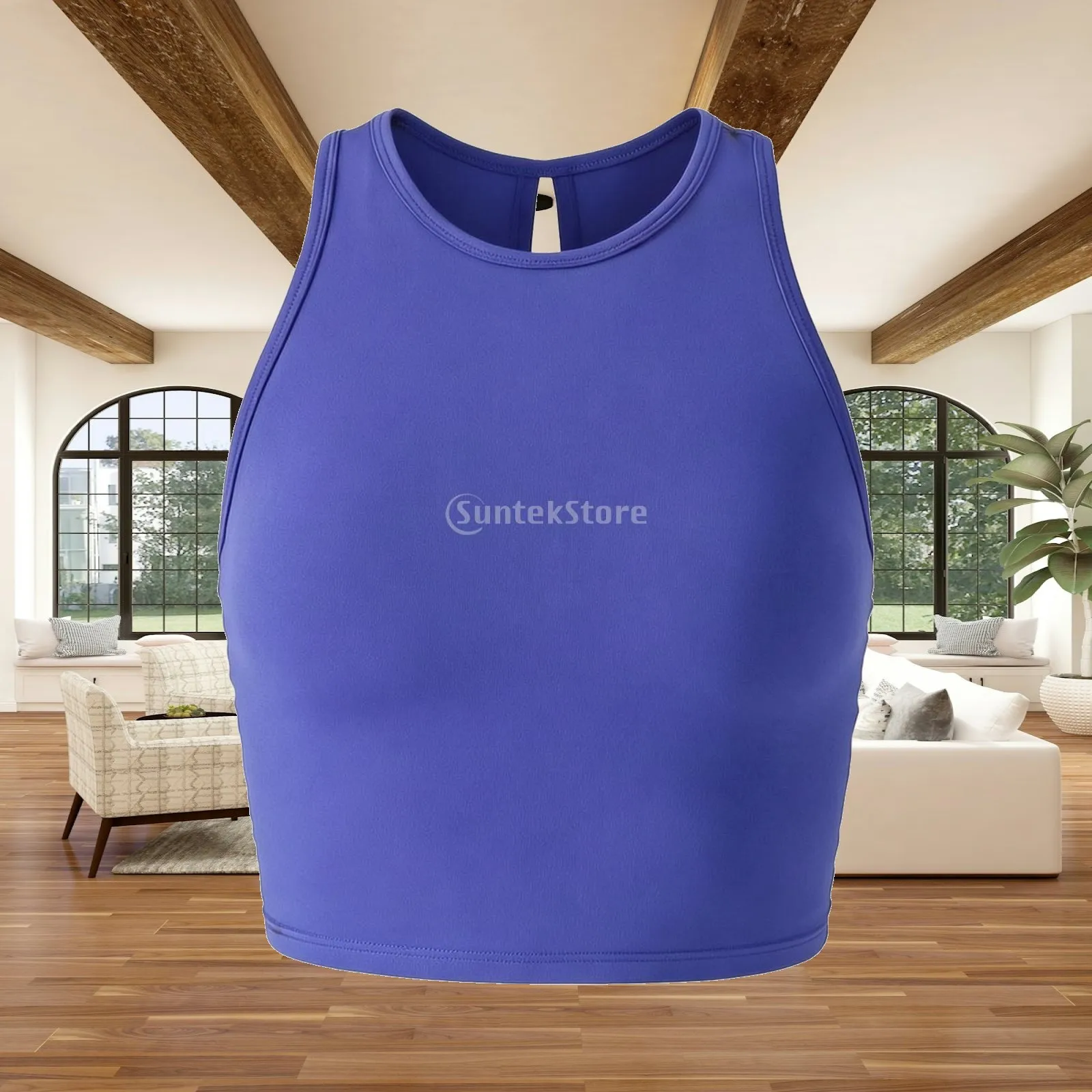 Women's Athletic Crop Tank Top Close-Fitting Crop Tank Top with Built-in Bra Cups Supportive Stretchy for Pilates, Running