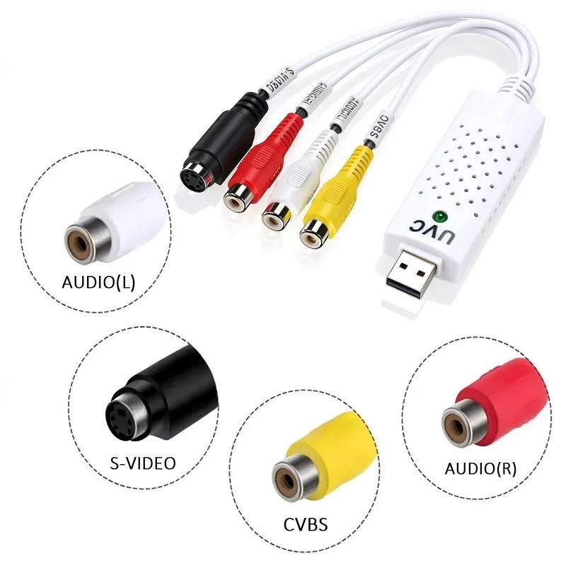 USB 2.0 Video Audio Capture Card Converter, DVD VHS Audio Video Grabber Adapter for Windows 2000 XP Vista 7 8 10