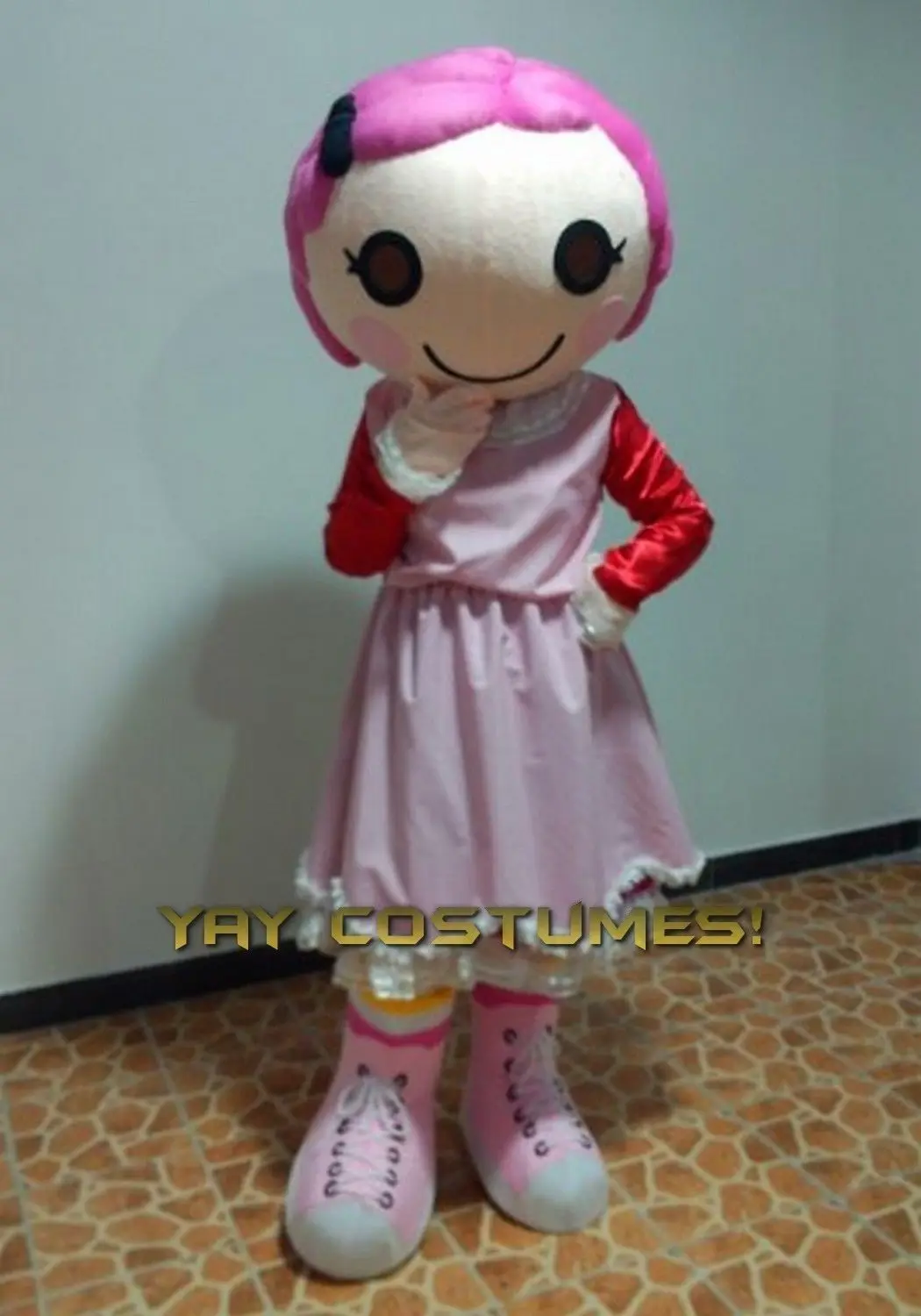 Novo personagem adulto halloween rosa menina mascote traje dia das bruxas vestido de natal adereços de corpo inteiro roupa traje da mascote