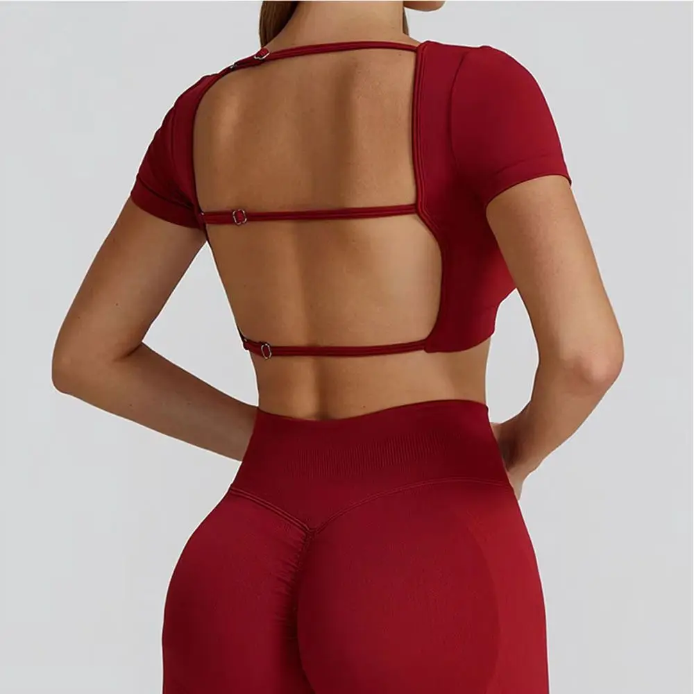 

Женская спортивная футболка с коротким рукавом, топ для йоги для тренировок в тренажерном зале, активная одежда для бега, женский сексуальный спортивный топ с эффектом пуш-ап, рубашки для йоги