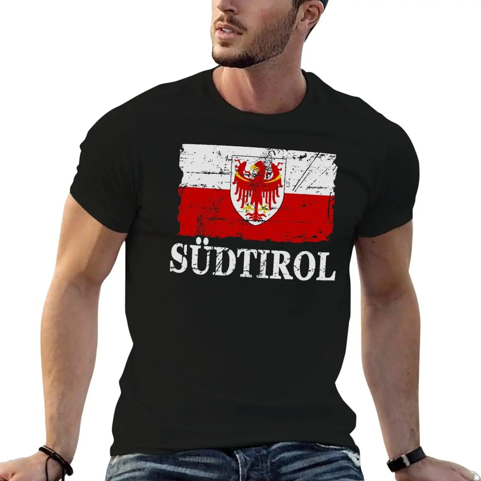 Flag of South Tyrol - Flag of Südtirol - Vintage look T-Shirt Classic Crew Neck Cotton T-Shirt