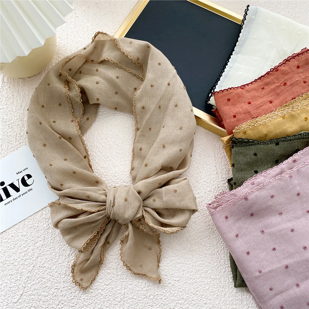 Women Spring Autumn Summer Shawl Cotton Linen Triangle Muffler Fashion All-match Neckerchief Headscarf Bag Decorative Scarf