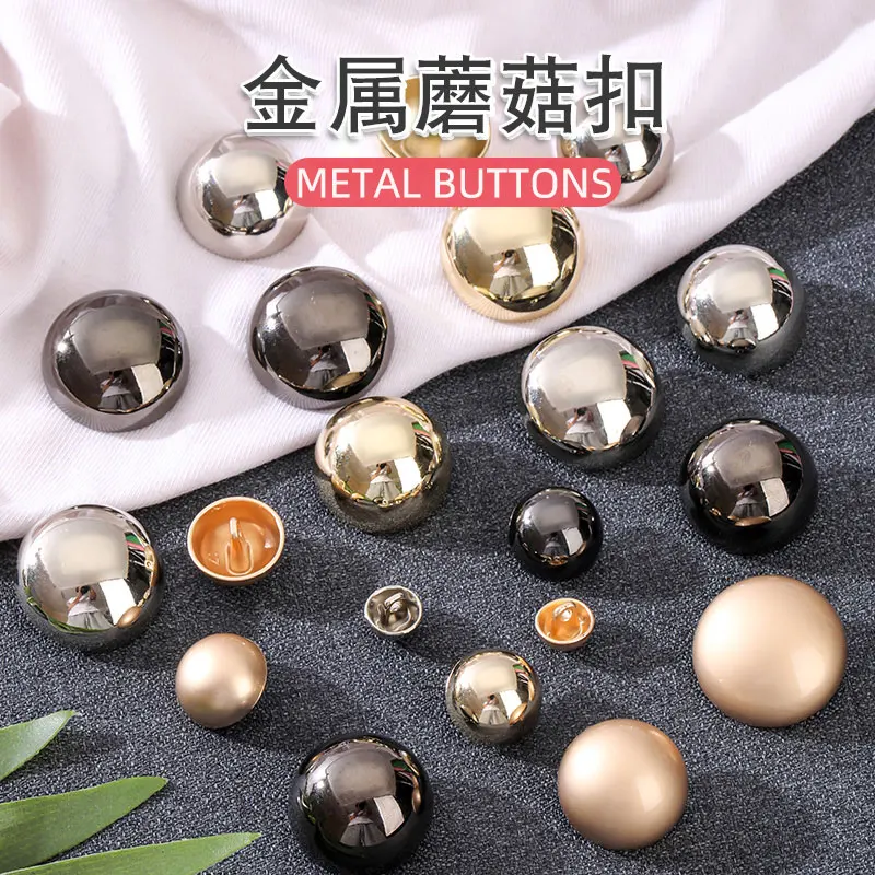 Smooth Semi-circular Luxury High-end Metal Buttons for Clothing Coat Shirt DIY Sewing Accessories Sewing Buttons Wholesale 10pcs