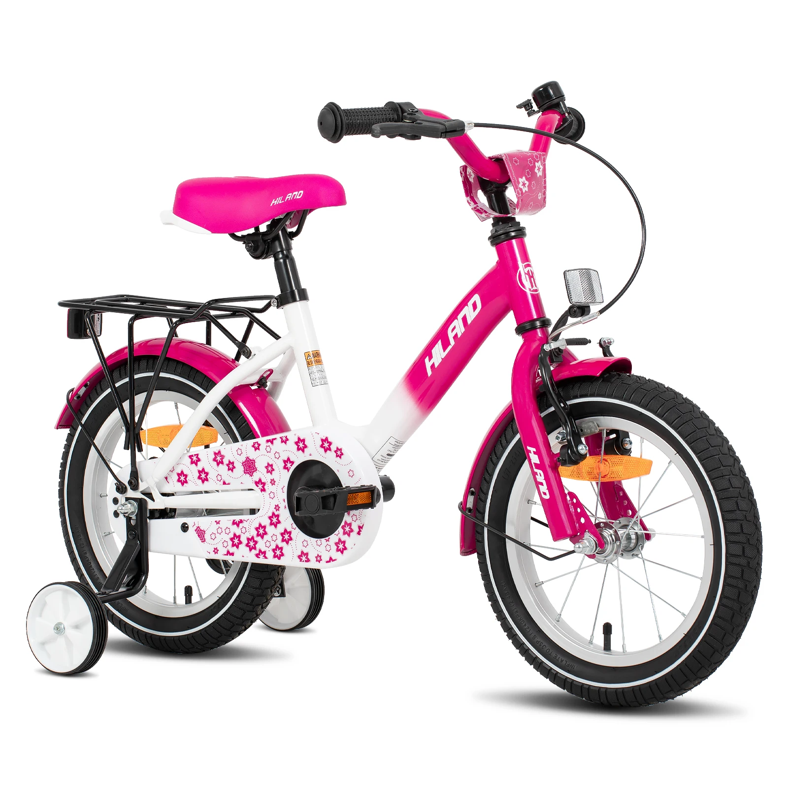 HILAND Kids Bike for Boy and Girl Ages 2-7 Years Old, 12 14 16 Inch Toddlers Bicycle with Training Wheels Bell Rear Rack