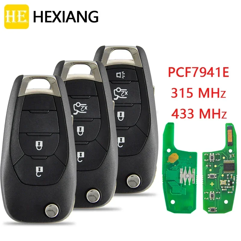 

HE Xiang Car Remote Control Key For Chevroelt Cruze Avo 433MHz ID46 PCF7941E Auto Smart Replace Flip With Stickers