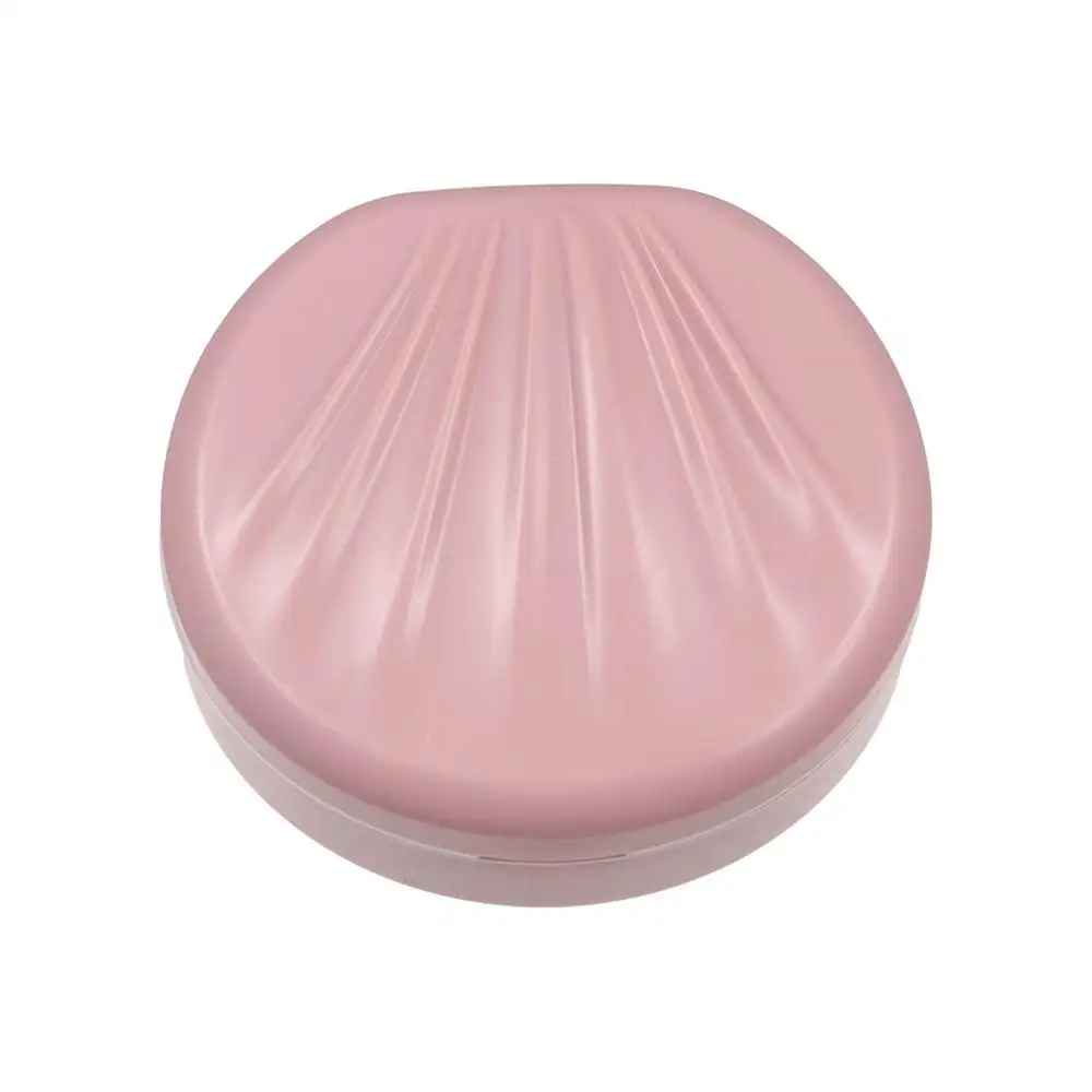 Double Layer Orthodontic Retainer Case Shell Shaped Mouthguard Denture Bath Storage Box with Mirror Cleaning Tooth