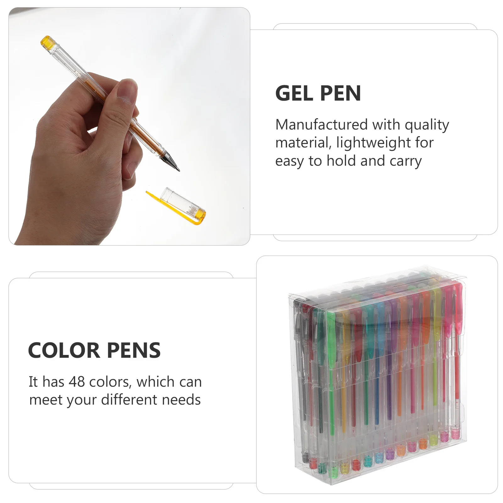 

48pcs Colorful Metallic Gel Smooth Writing Coloring Book Pens For Students Office Use Pens