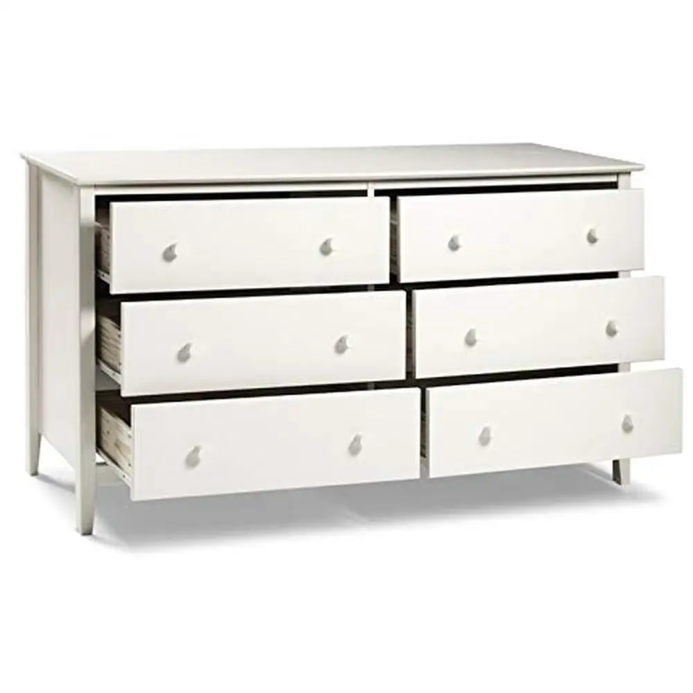 6-Drawer Dresser White Dove Gray Pine Veneers Wooden Knobs Classic Finish Durable Lightweight Safety Standards Easy Assembly