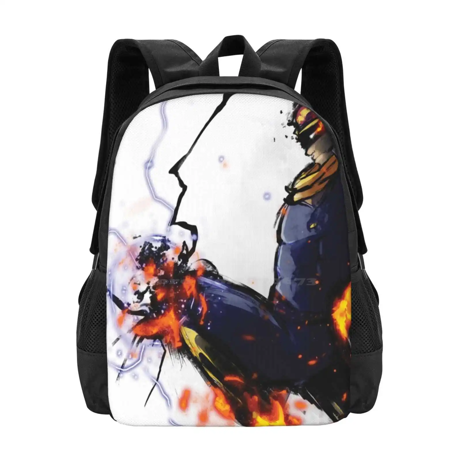 The Captain'S Flying Knee Hot Sale Schoolbag Backpack Fashion Bags Captain Falcon Super Smash Bros Melee Smash 4 Fan Art Ssbm