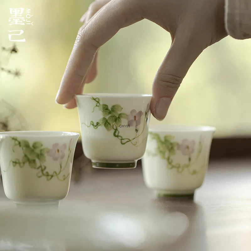 رسمت باليد صباح المجد فنجان شاي الكونغ فو طقم شاي كوب شاي سيراميك المنزلية اليشم الطين كوب واحد كوب صغير