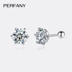 PERFANY 0.2CT-2CT Moissanite Earrings for Women S925 Pure Silver Screws Laboratory Certified Diamond Earrings Wedding Jewelry