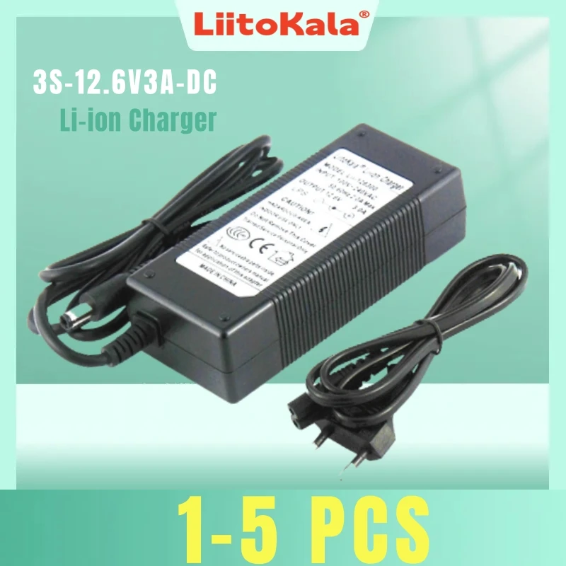 1-5pcs LiitoKala 3S 12.6V 3A 12V Power Supply lithium Battery pack Li-ion batterites Charger AC 100-240V Converter Adapter